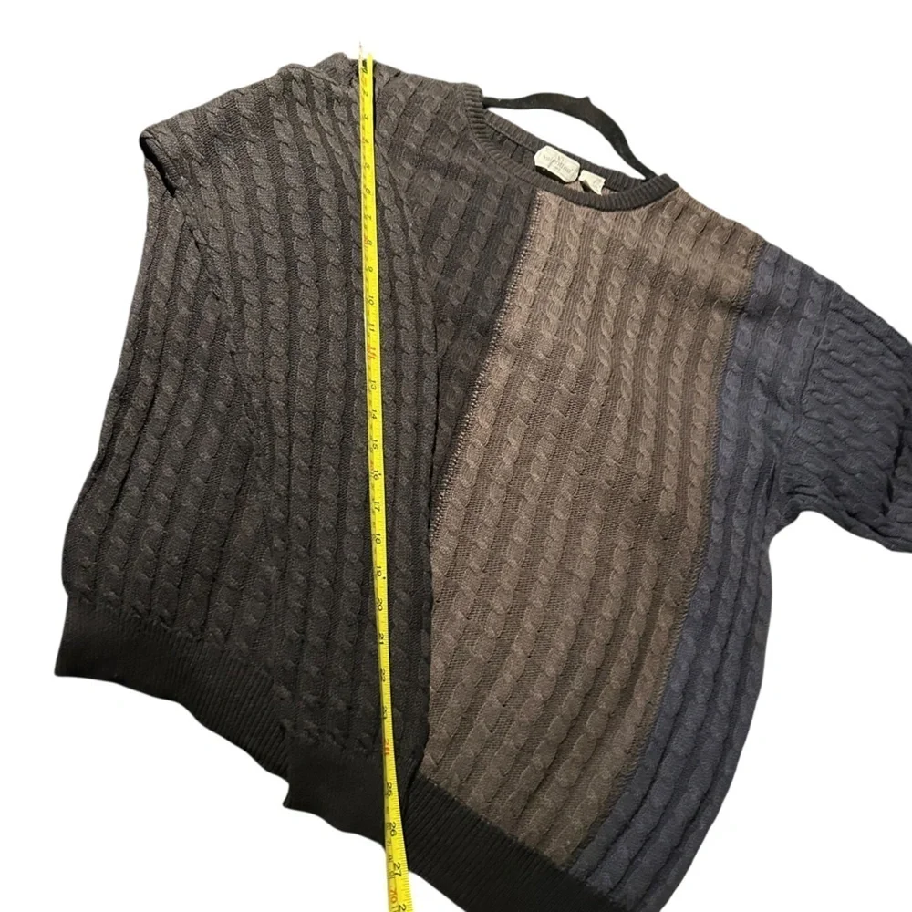 Vintage Valentino Uomo Crewneck Colorblock Linen Blend Cable Knit Sweater - Picture 8 of 9